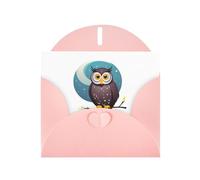 Pink YYHWHJDE Owl in the moonlight Prints Greeting Card 6x4 Inches - Fashionable and Unique Design for Various Occasions