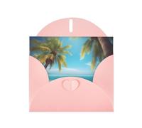 Pink YYHWHJDE Palm Trees and Clear Sea Picture Greeting Card 6x4 in with Double-Sided Pearl Effect and Environmentally Friendly Ink