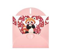 Pink YYHWHJDE Red panda surrounded by love hearts Picture Greeting Card 6x4 in with Double-Sided Pearl Effect and Environmentally Friendly Ink
