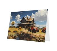 Pink YYHWHJDE Texas Farm Tractor Picture Greeting Card 6x4 in with Double-Sided Pearl Effect and Environmentally Friendly Ink