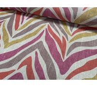 Pink Zebra Linen Look Print Fabric Animal Stripes Cotton Furnishing Curtain Upholstery Home Decor Material - 140cm Wide - Sold by The Metre