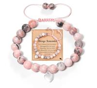 Pink Zebra Natural Stone Bracelet, Adjustable Stretch Natural Stone Healing Bracelets, Ladies Bracelet, Gemstone Beaded Bracelet, Inspirational Gifts for Women Birthday Valentines Christmas Gifts
