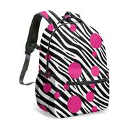 Pink Zebra Print 16 Inch Backpack All Over Polka Dot Abstract Cartoon School Bag for Kids Girls Student Decorative Graphic Daypack (03)