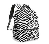 Pink Zebra Print 16 Inch Backpack All Over Polka Dot Abstract Cartoon School Bag for Kids Girls Student Decorative Graphic Daypack (04)