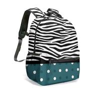 Pink Zebra Print 16 Inch Backpack All Over Polka Dot Abstract Cartoon School Bag for Kids Girls Student Decorative Graphic Daypack (02)