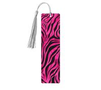 Pink Zebra Print Bookmark Abstract Wooden Bookmark with Tassel Book Mark for Women Men Reading Page Markers Gifts for Book Lovers