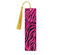 Pink Zebra Print Bookmark Abstract Wooden Bookmark with Tassel Book Mark for Women Men Reading Page Markers Gifts for Book Lovers