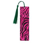 Pink Zebra Print Bookmark Abstract Wooden Bookmark with Tassel Book Mark for Women Men Reading Page Markers Gifts for Book Lovers