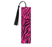Pink Zebra Print Bookmark Abstract Wooden Bookmark with Tassel Book Mark for Women Men Reading Page Markers Gifts for Book Lovers