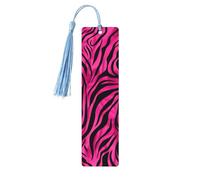 Pink Zebra Print Bookmark Abstract Wooden Bookmark with Tassel Book Mark for Women Men Reading Page Markers Gifts for Book Lovers