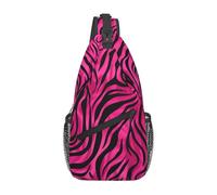 Pink Zebra Print Crossbody Bag for Women Men, Abstract Sling Backpack Lightweight Chest Pack Water-Resistant Travel Hiking Sling Bag