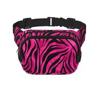Pink Zebra Print Double Layer Waist Bag Pack Abstract Bum Bag Fanny Pack for Men Women, Adjustable Belt Bag for Travel Hiking Running Cycling Festival