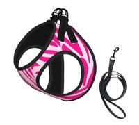 Pink Zebra Print No Pull Dog Harness and Leash Set, Cute Reflective Adjustable Vest for Small Dogs,Breathable Mesh Puppy Harness for Walking Hiking,Large