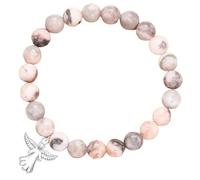Pink Zebra Stripe Angel Bracelet, Women'S Style, Healing Crystal Bead Elastic Bracelet, Angel Wings Inspirational Bracelet, Jewelry of Faith and Love，a