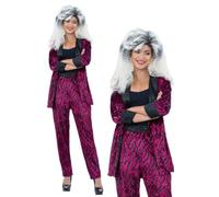 Smiffys 80s Pink Zebra Print Suit Costume, X-Small Unisex Retro Fancy Dress Outfit for Adults, Includes Jacket & Trousers, 80s Rock Star, Disco, Festival & Halloween Costume for Men & Women