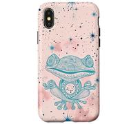 Pink Zen Energy Blue Mindfulness Spiritual Meditation Frog Case for iPhone X/XS