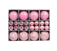(Pink) ZHOUBA 40Pcs Christmas Ball Color Painted Round Shape Vibrant Decorative PS Xmas Theme Balls Pendant