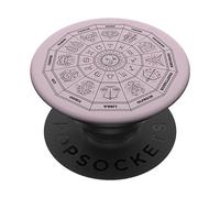 Pink Zodiac Circle Women Horoscope Astrology PopSockets Swappable PopGrip
