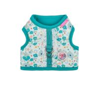 Pinkaholic New York Amabel Jacket Dog Harness Flower Pattern Fashionable Cute Spring Summer Harness for Small Dogs, Aqua, Medium