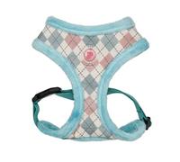 Pinkaholic New York Annika Dog Harness Over-The-Head Warm Winter Argyle Pattern Adjustable Chest for Small Dog, Aqua, Large