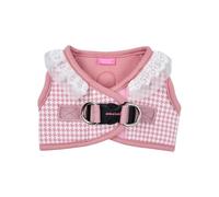 Pinkaholic New York Davina Dog Vest Harness (Step-in) Houndstooth Pattern Fashionable Cute Spring Summer Harness for Small Dogs, Indian Pink, Large