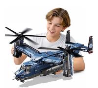 PinkBee Military Helicopter Building Kit, Fighter Jet V-22 Osprey Airplane Sets -1486 PCS Army Rescue Aircraft Model Toys Birthday Gifts for Adults Men Teens Boys 8-12, 14+