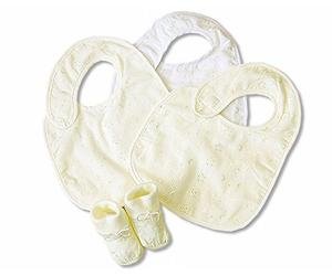 PinkBlueWhite Baby Christening Broderie Anglaise Bib (Cream)
