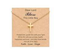 PINKDODO God Bless This Little Boy - Gold Cross Necklace Gifts for Christmas Baptism Birthday, Stainless Steel, No Gemstone