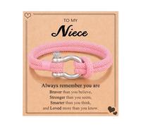 PINKDODO To My Daughter Granddaughter Niece Bracelet Birthday Valentines Graduation Easter Christmas Gifts for Teens Teenage Teen Girls, 6.8 inches, Nylon, no gemstone