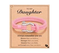 PINKDODO To My Daughter Granddaughter Niece Bracelet Birthday Valentines Graduation Easter Christmas Gifts for Teens Teenage Teen Girls, 6.8 inches, Nylon, no gemstone