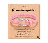 PINKDODO To My Daughter Granddaughter Niece Bracelet Birthday Valentines Graduation Easter Christmas Gifts for Teens Teenage Teen Girls, 6.8 inches, Nylon, no gemstone
