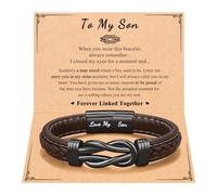 PINKDODO To My Son Grandson Nephew Man Boyfriend Brother Dad Mens Leather Bracelet for Birthday Valentine's Day Christmas Gifts, 8.5 inches, Leather, no gemstone