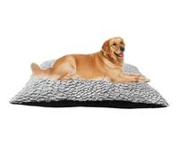 Pinkfairy Dog Bed Grey Large Pet Mattress - Washable Deluxe Fluffy Plush, Anti-Slip Crate Pad Square Cushion for Sleeping, Calming and Anti Anxiety 87x56x20 cm