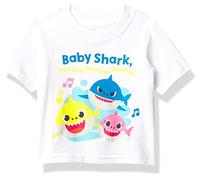 Pinkfong Baby Boys Shark Doo Family Short Sleeve T-Shirt, White, 5 Years