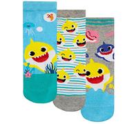 PINKFONG Pinkfong Kids Baby Shark Socks 3 Pack Soft Ankle Socks For Boys or Girls Multicolour 12-3