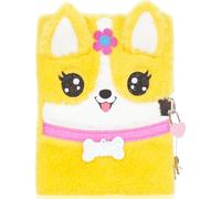 Pinkgarden Corgi Plush Diary for Girls with Lock and Key, Soft Furry Notebook with Corgi Design, 160 Pages, Cute Corgi Toys Gift for Teen Girls Ages 5-12