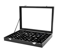 Pinkgarden Jewelry Storage Case, Black Gorgeous Transparent Rings Storage Box Jewelry Showcase Display Case Holder Tray for Women Girls (Black-100 Slots)