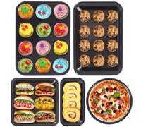 Pinkgarden Nonstick Baking Pans Set - 5-Piece Bakeware Kit with Round & Square Cake Pans, Muffin Pan, Loaf Pan, Roasting Pan - Durable Carbon Steel Oven Bakeware, Kitchen Baking Tools