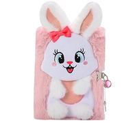 Pinkgarden Rabbit Diary for Girls with Lock and Keys, Plush Rabbit Journal Notebook for Kids, Secret Lock Diary with 160 Lined Pages for Writing Drawing, Gifts for Girls (Rabbit)