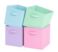 Pinkgarden Storage Box, Collapsible Fabric Storage Cube with Handles for Home, Kids Room, Closet and Toy Organization,Pack of 4, 26.7 x 26.7 x 27.9 cm, Mix Color B