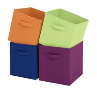 Pinkgarden Storage Box, Collapsible Fabric Storage Cube with Handles for Home, Kids Room, Closet and Toy Organization,Pack of 4, 26.7 x 26.7 x 27.9 cm, Mix Color A