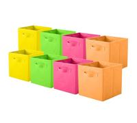 Pinkgarden Storage Box, Collapsible Fabric Storage Cube with Handles for Kids Room, Home, Closet and Toy Organization,Pack of 8, 26.7 x 26.7 x 27.9 cm, Mix B