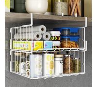 Pinkgarden Under Cabinet Basket Organizer, 2 Pack Foldable Wire Mesh Storage Shelf, Space Saving, Sturdy and Durable, No Assembly Required (White 2Pack)