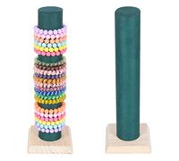 Pinkgarden Vertical Hair Band Tower Hair Clasp Jewelry Bracelet Display Bangle T-Bar Display Organizer Holder for Girls & Women (Emerald Wooden)