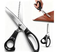 Pinking Shears for Fabric Cutting UK, Zig Zag Scissors Sewing (Black, 1pcs) | Black Stainless Steel Dressmaking Craft Scissors, Serrated 5mm, Scalloped Edges for Quilting, Applique & DIY