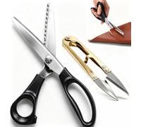 Pinking Shears for Fabric Cutting UK, Zig Zag Scissors Sewing | Black Stainless Steel Dressmaking Craft Scissors, Serrated 5mm, Scalloped Edges for Quilting, Applique & DIY