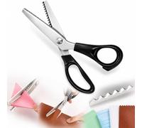 Pinking Shears for Fabric Cutting UK, Zig Zag Scissors Sewing with Ergonomic Grip,Stainless Steel Dressmaking Craft Scissors, Serrated 5mm, Scalloped Edges for Quilting, Applique & DIY (Black)