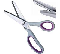 Pinking Shears for Fabric Ultra Sharp Left Handed Stainless Steel Handled Professional Dressmaking Sewing Scissors Zig Zag Fabric Craft Scissors (Beige&Purple)