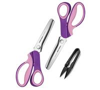 Pinking Shears Set (Pack of 2 PCS, Serrated & Scalloped Edges) by Astrowinter - Zig-zag Scissor for Fabric Leather & Paper - Pinking Dressmaking Sewing Scissors AW-002-A10