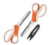 Pinking Shears Set (Pack of 2 PCS, Serrated & Scalloped Edges) by Phildim - Zig-zag Scissor for Fabric Leather & Paper - Pinking Dressmaking Sewing Scissors PD-002-UK-A